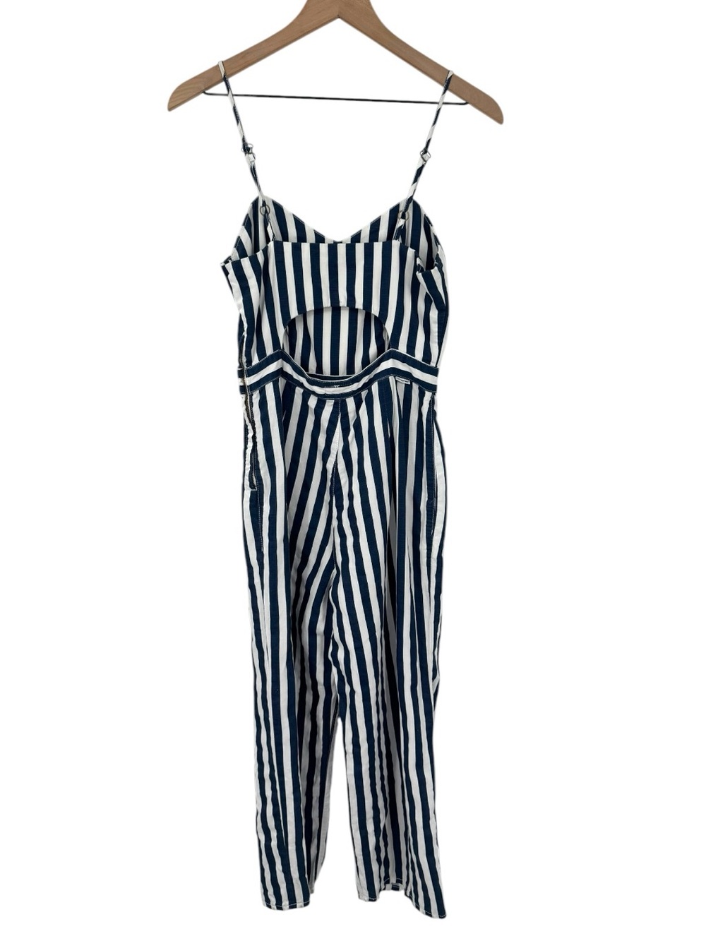 MOTHER The Cut It Out Jumpsuit Sea Daze Striped Linen Blend Sz S - Picture 5 of 12